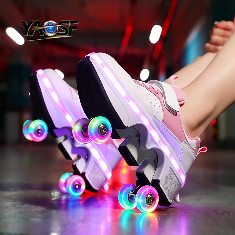 imagem do item yaosf brand flow: sapatos de skate luminosos, sapatos de patinagem, sapatos de patinagem luminosos conversíveis, sapatos de caminhada, carregamento usb, sapatos desportivos  , presentes de aniversário duráveis e respiráveis