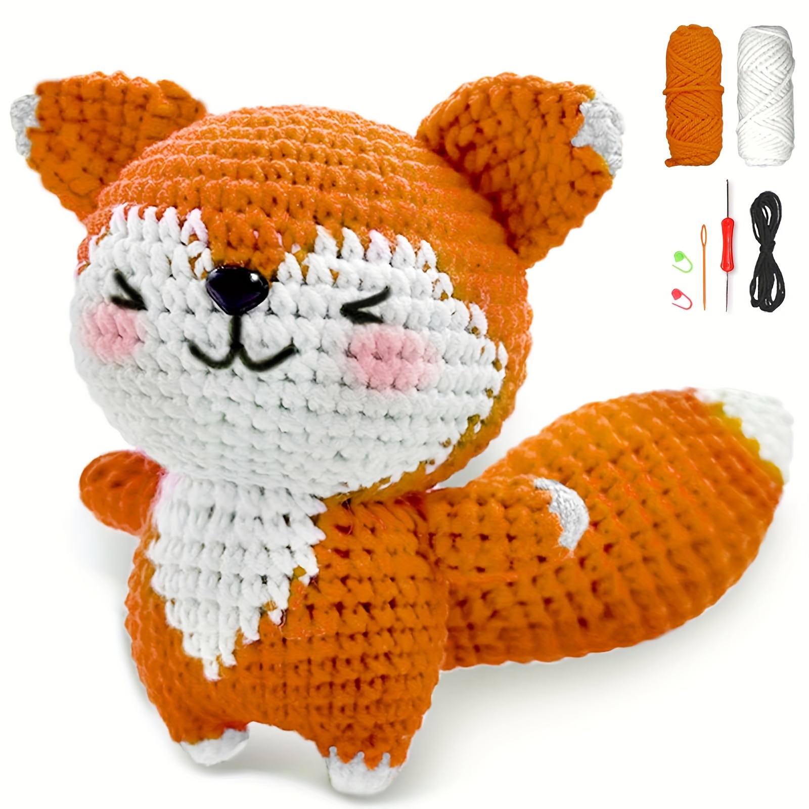 

1pc Fox Crochet Kit For Beginners - Crochet Set , , Pattern & Tutorial - Fox Amigurumi Kit