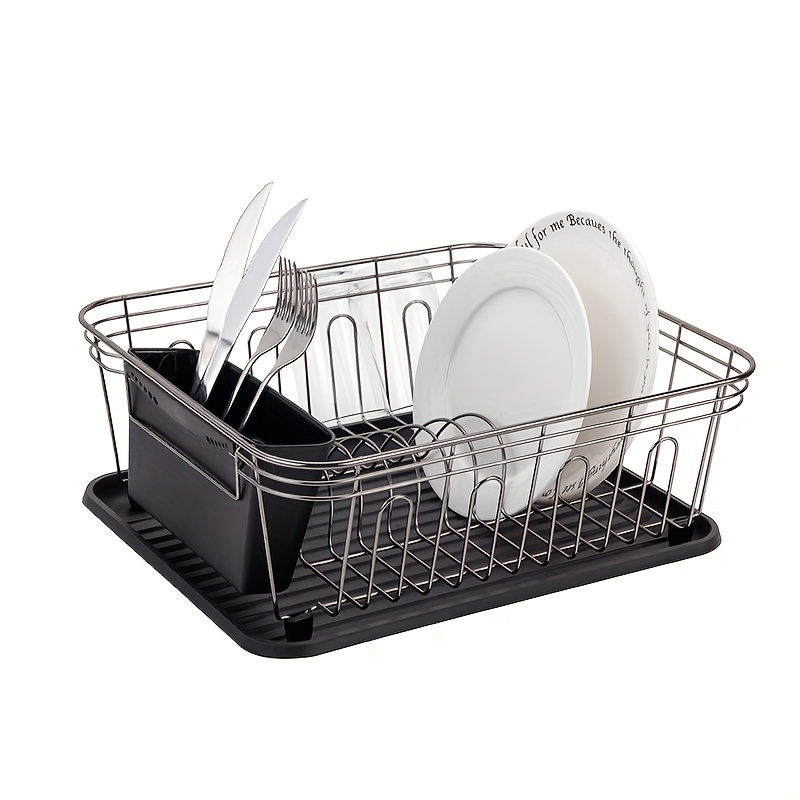 iron dish drying rack with utensil holder rust resistant grooved drain strainer with strong load bearing capacity for home kitchen storage Product details 3