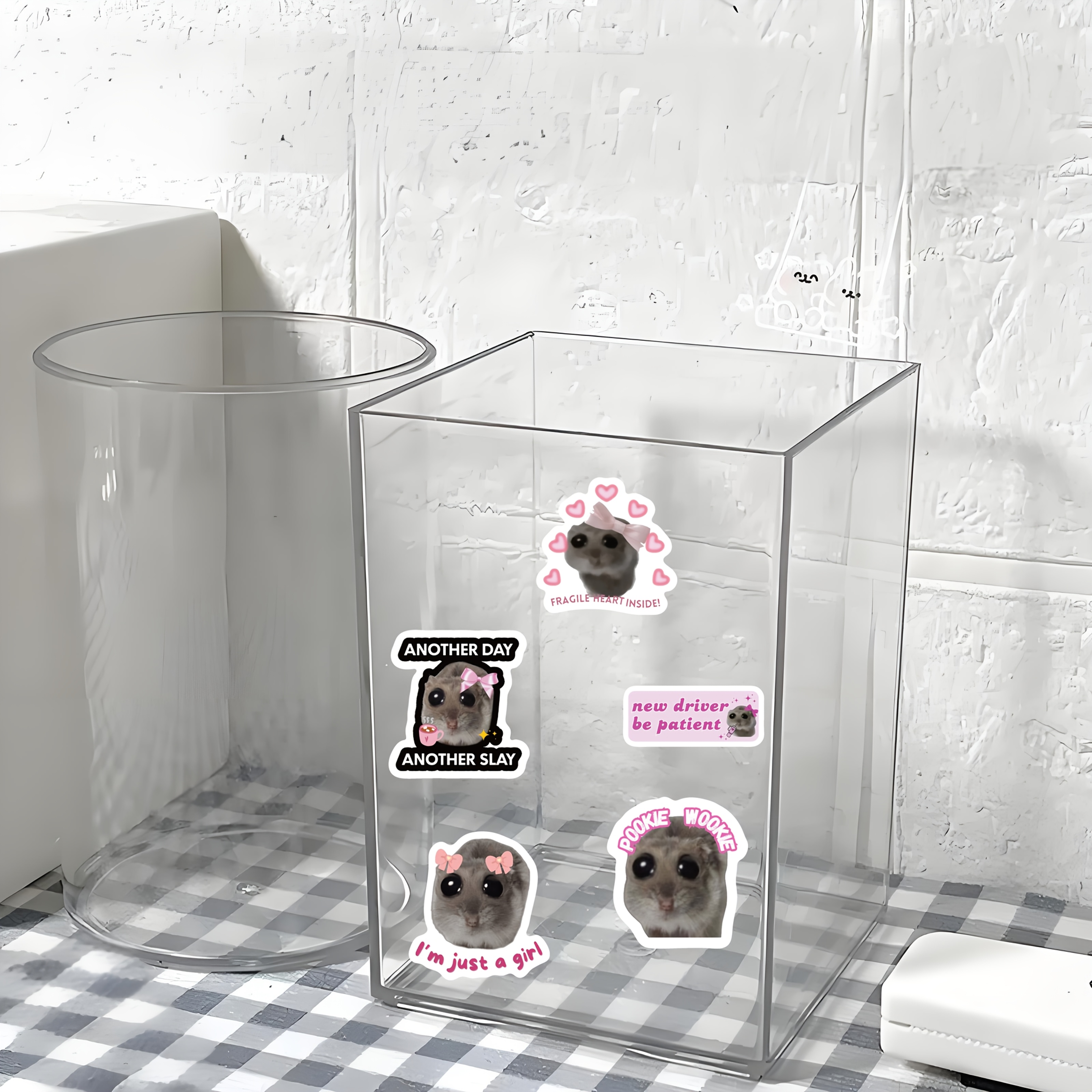 Image of 500 Sheets/roll Cartoon Sad Hamster Doodle Roll Stickers, Cute Decorative Stickers For Phone Cases, Pencil Cases, Journals, And Luggage