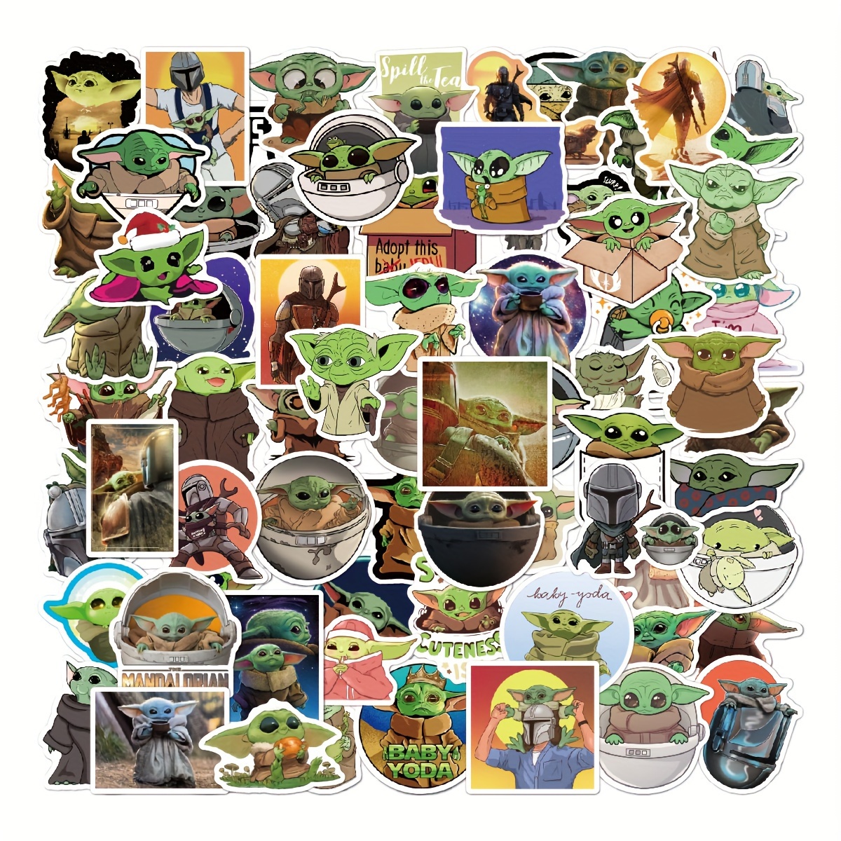 

adventure-ready" Disney Yoda 72-piece Waterproof Sticker Set For Luggage, Notebooks & Car Decor - Ume Brand