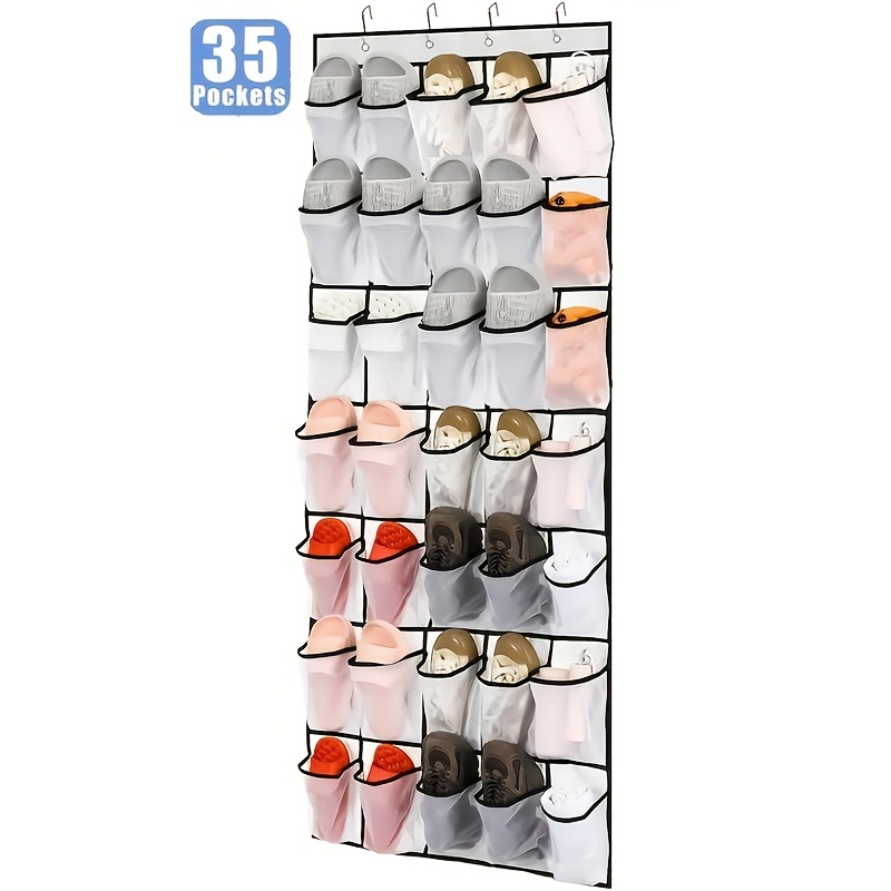 TEMU 1pc Over The Door Shoe Organizer Hanging Cabinet Rack Hanger Storage Bag Rack, Back Of Door Shoe Hanging Bag Transparent White Shoe Storage Bag,