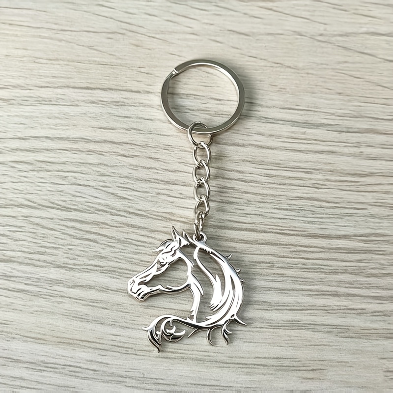 TEMU Niche Horse Head Pendant, Stainless Steel Horse Head Keychain, Scratch-resistant, Wear-resistant, And Does Not Fade, Retro Shape Keychain, For