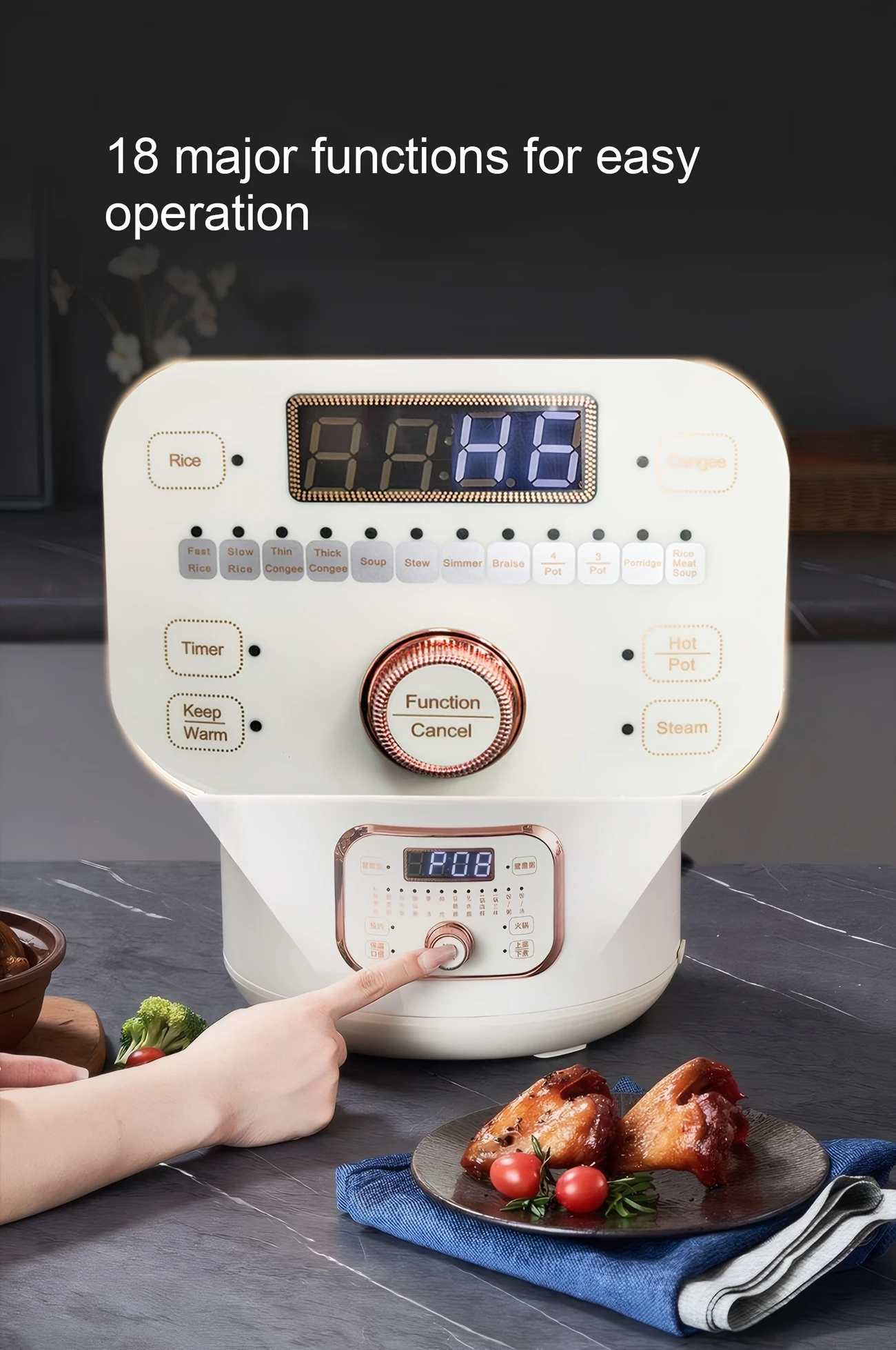 electric pressure cooker household duck double bladder pressure cooker 4 5 liter multifunctional rice cooker automatic intelligent hot pot cooking rice and soup steaming all in one details 3