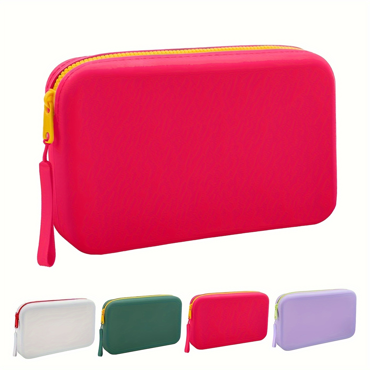 

Rectangular Silicone Travel Case With Wrist Strap: Waterproof Makeup And Skincare Organizer