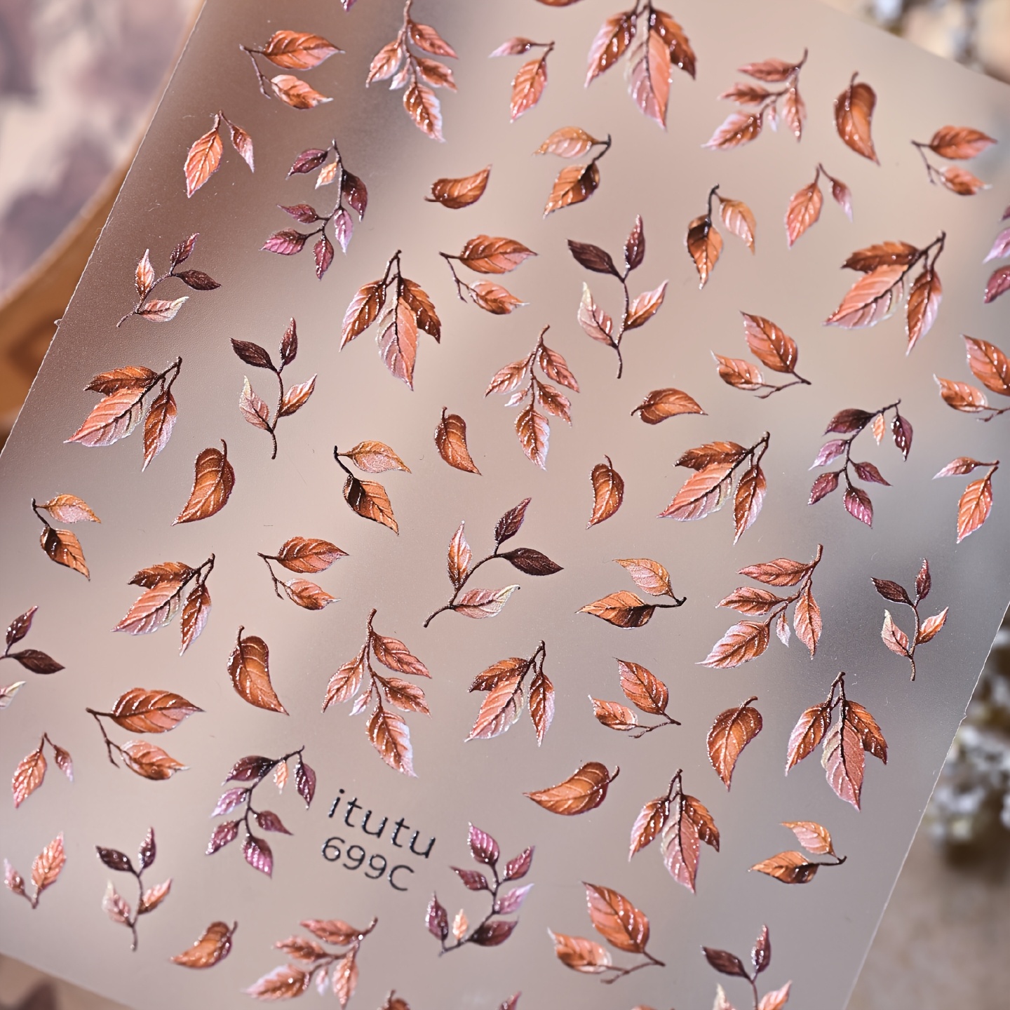 TEMU Autumn And Winter New Style "late " Nail Stickers, Featuring A Warm Orange-brown Autumn Leaf And Theme, With Embossed , Easy To Apply, Perfect