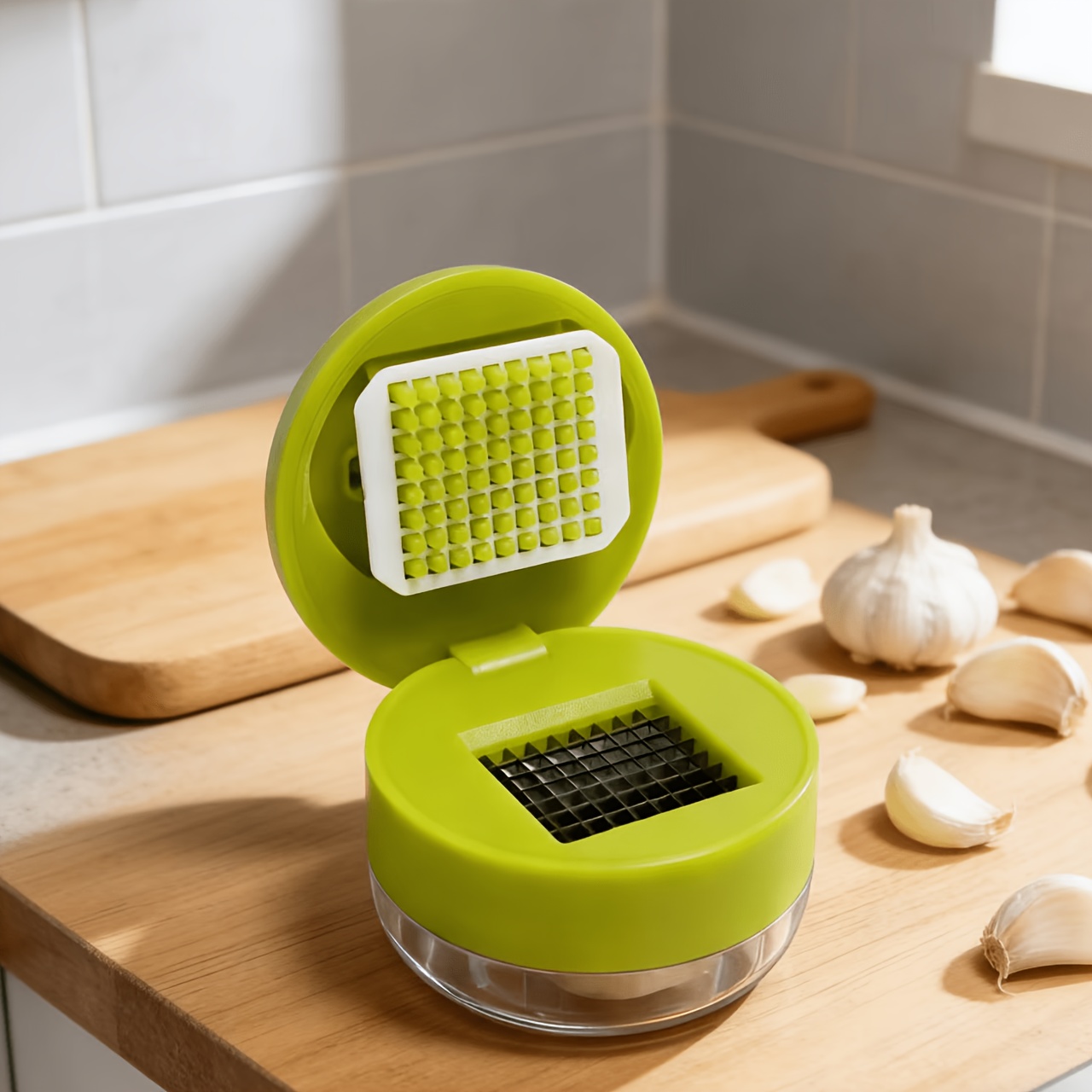 Garlic Chopper, Garlic Press, Household Outdoor Garlic Press, Storage Integrated Garlic Puree Tool, Kitchen Garlic Small Appliance