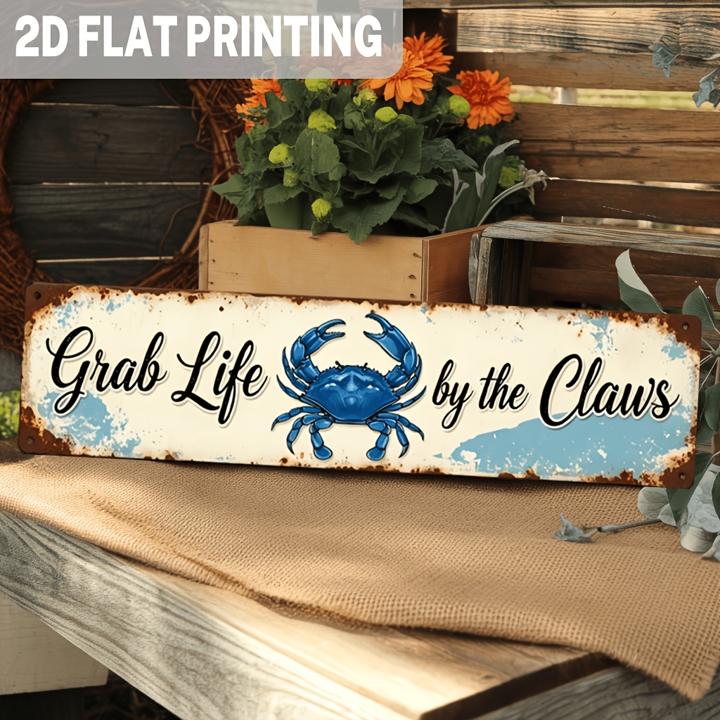 1pc vintage metal sign   by the claws   wall art for coastal decor rustic beach house kitchen backsplash porch entryway bathroom nautical theme wall hanging plaques wall art 3 93x15 74 inch