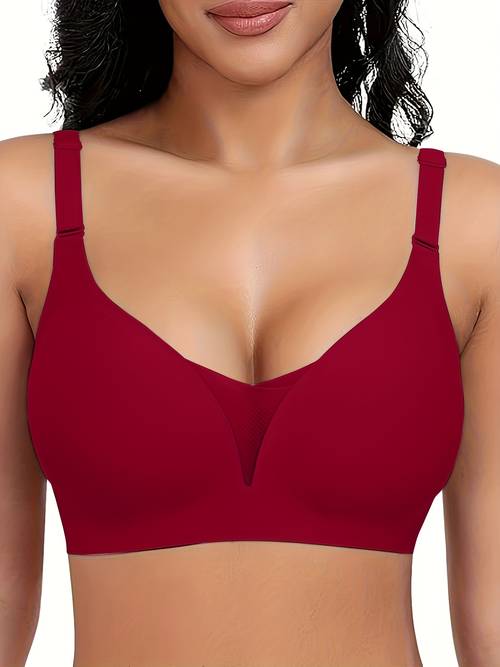 seamless solid color wire free sports bra designed for and support featuring lace and mesh for a smooth end