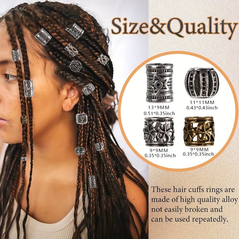 NBEADS 150pcs Alloy Spacer Beads – 15 Styles, Antique Bronze, 4-10mm Large Hole, For Hair Braids, Dreadlocks & Jewelry
