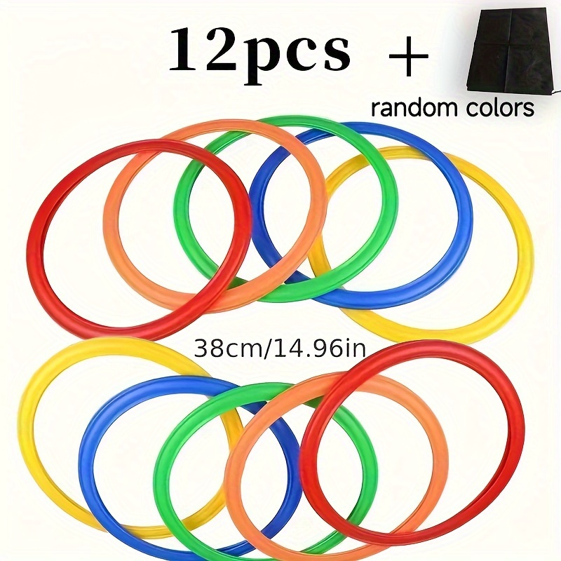 Image of Multifunctional Agility Training Set - 12pcs Colored Rings And Storage Bag, For Indoor/outdoor Speed And Coordination Practice, Random Colors - Perfect For Parties And Competitions
