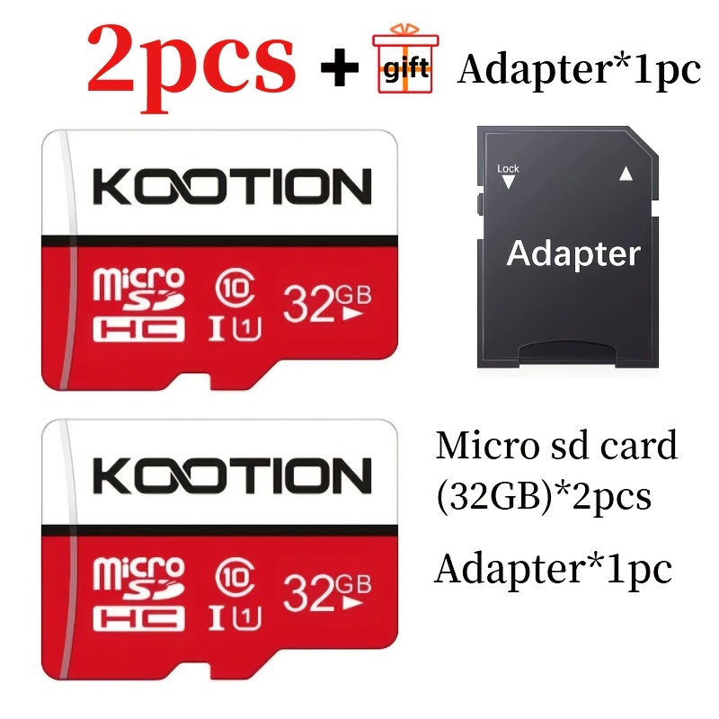TEMU Kootion 2 Pack 128gb 64gb 32gb 16gb Micro Sd Card, Memory Card Class 10 Micro Sd Cards Uhs-i, C10, U1, High Speed Tf Flash Card With Adapter