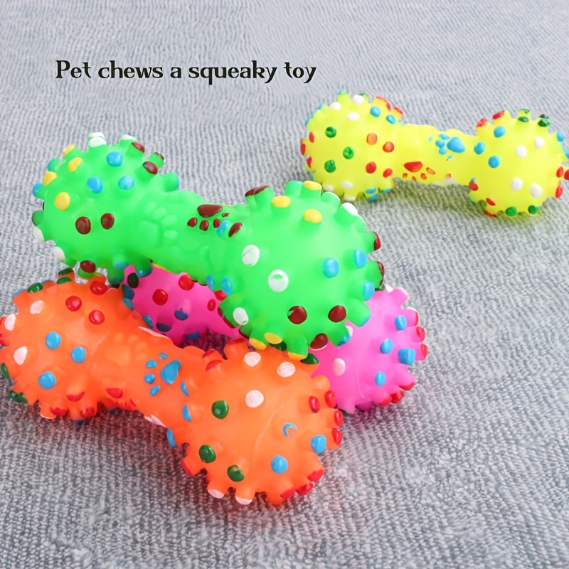 

Squeaky Dumbbell Dog Toy For Dental Health - Rubber Chew Toy For All Breeds, Non-toxic Pet Accessory