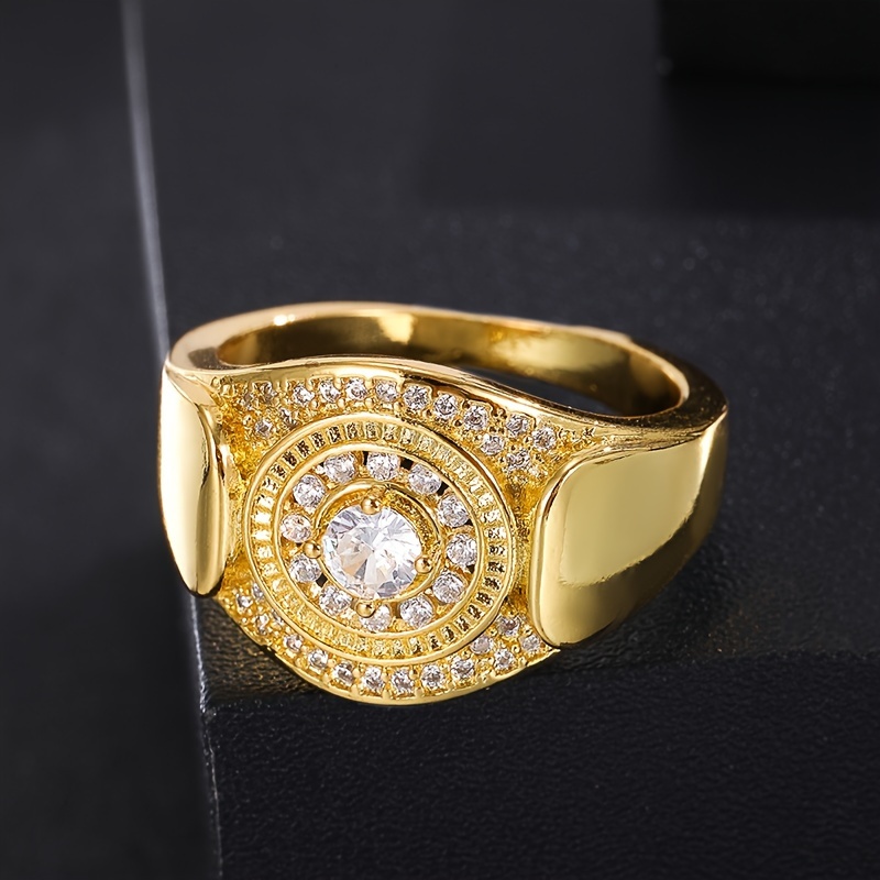 TEMU Luxurious Men's Watch-shaped Ring With Cubic Zirconia - Parties, Thanksgiving, Halloween, Christmas & Casual Attire