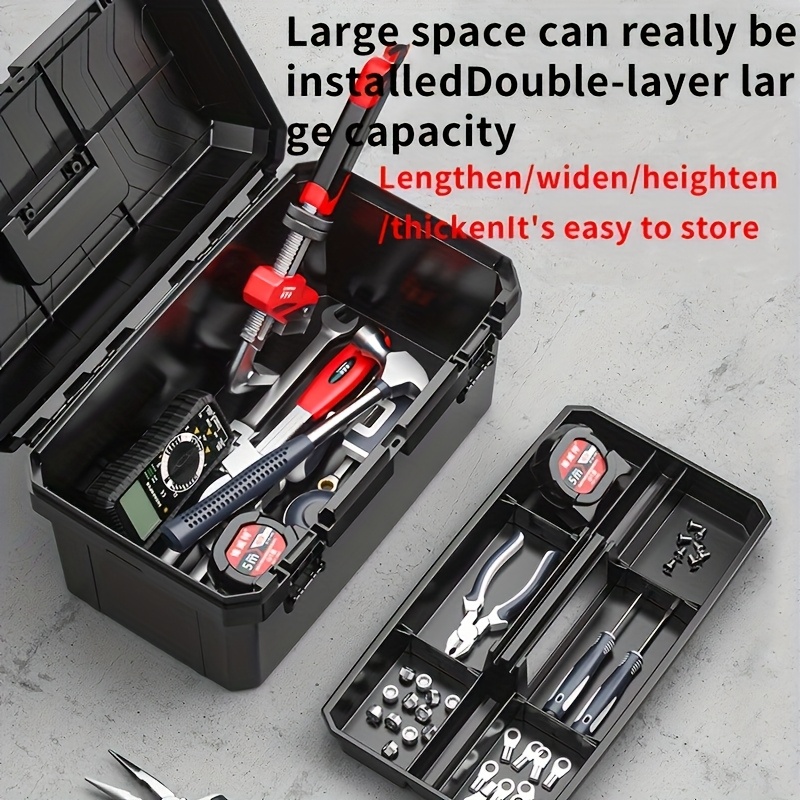 waterproof toolbox professional toolbox set heavy duty plastic case drill organizer for electricians and carpenters the   storage solution with safety latches and   compartments suitable for home details 1
