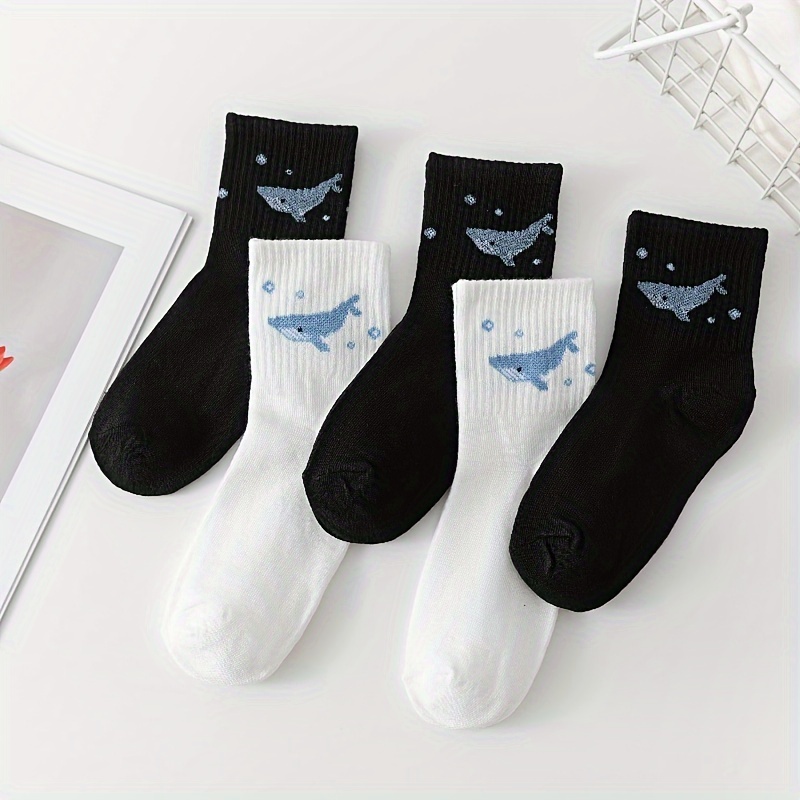 

5 Pairs Of New Korean Dongdamun Cartoon Pattern Personality Mid-calf Socks