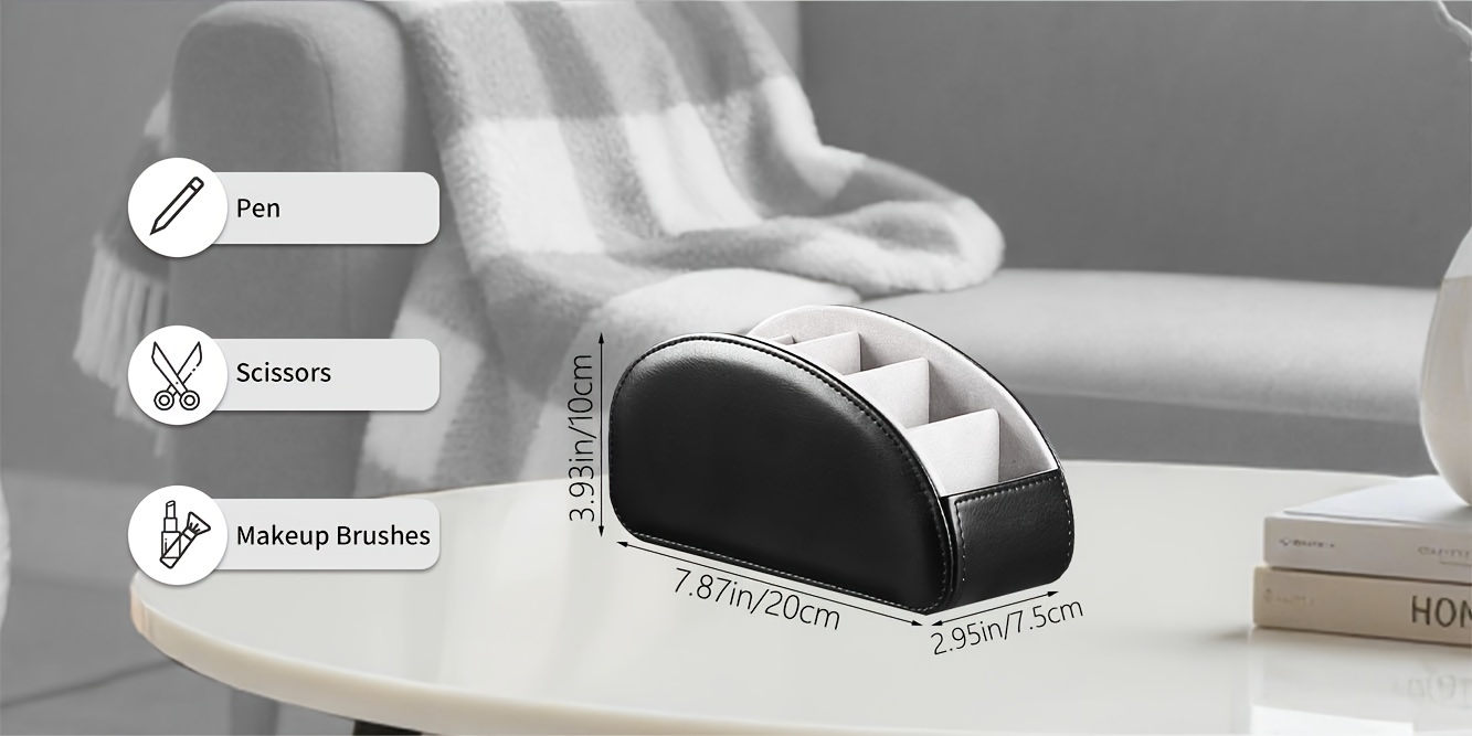 一款带有5个隔层的仿皮皮肤遥控器支架，多功能桌面收纳盒/遥控器整理盒/床头柜遥控器盒/家庭收纳容器，适用于电视遥控器、家电遥控器、笔、眼镜、办公用品、收纳盒整理