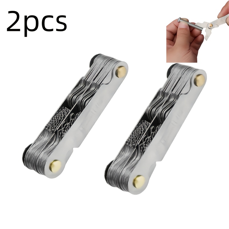 TEMU 2pcs Thread Gauge Templates, Screw Measurement Tools, Durable Thread Gauge Tools, Gear And Pitch Measurement, Thread Gauge Rulers, No Power