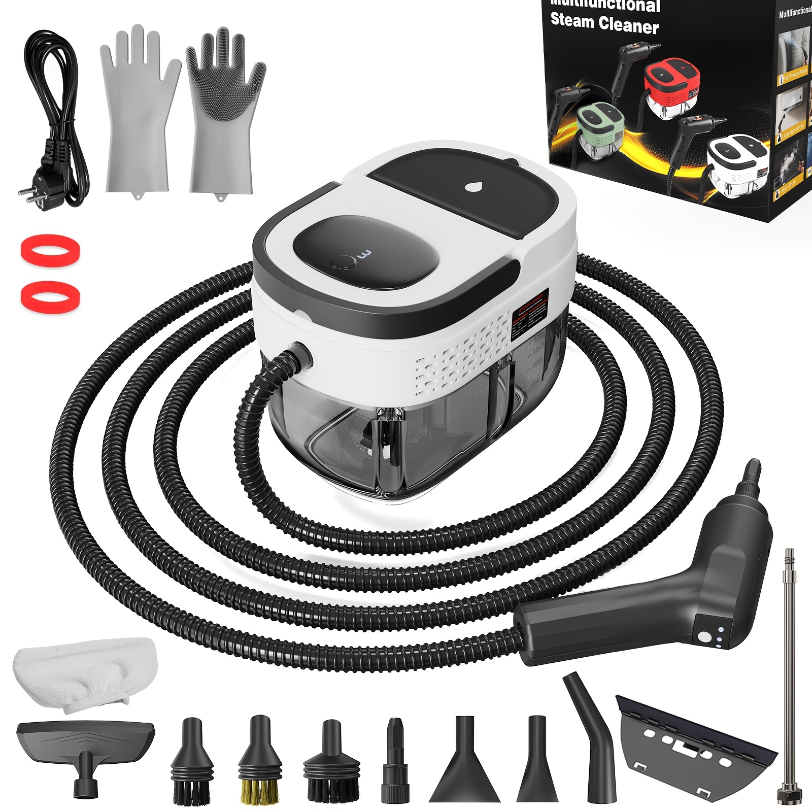 Image of [upgrade Capacity]handheld Steam Cleaner, 2500w High Pressure , 1.6l Water Tank, 3 Levels Adjustable Handle, Portable Cleaning Steamer For Home, Car Detailing, Bed Bugs, Furniture, Grout