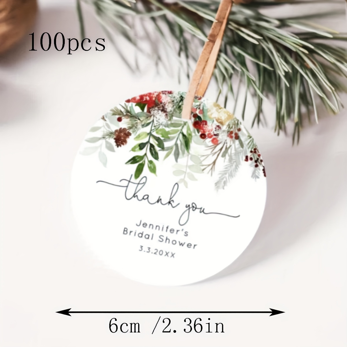 TEMU 100pcs Custom Exquisite Wedding Welcome Gift Tags, Emerald Green Leaf Wedding Welcome Gift Tags, Custom Wedding Favor Tags, Personalized Thank