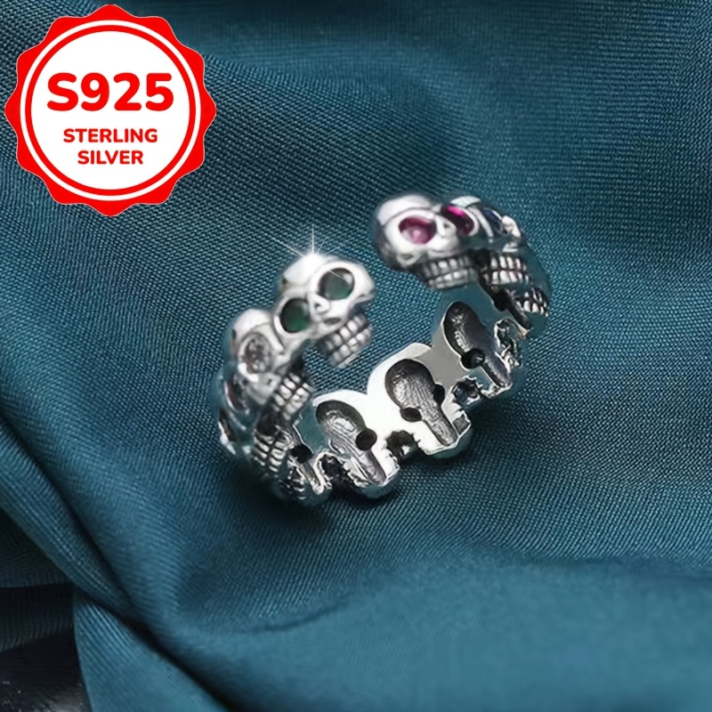 Women's S925 Silvery Vintage Skull Ring