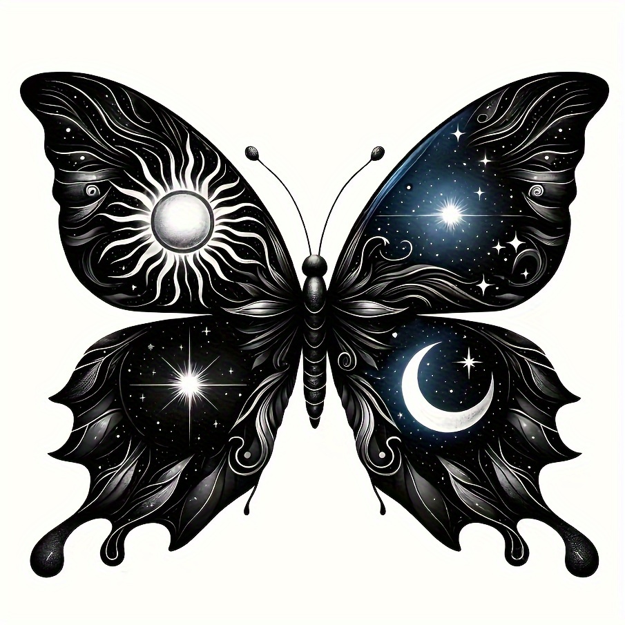 

1pc Celestial Butterfly Wings Starry Night Pattern Heat Transfer Stickers For Men, Ironing Clothing Supplies And Decal Patches Suitable For Sweatshirt Jeans Hoodie Backpack Jacket Handbag Pillow