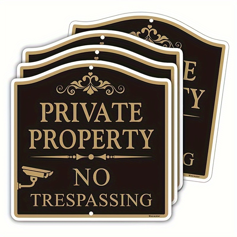 

4 Pack No Trespassing Signs Private Property, 12" X 12" Cctv Ip Camera Video Surveillance Warning Metal Yard Signs, Rust Free Aluminum, Fade Resistant, Uv Protected & Waterproof