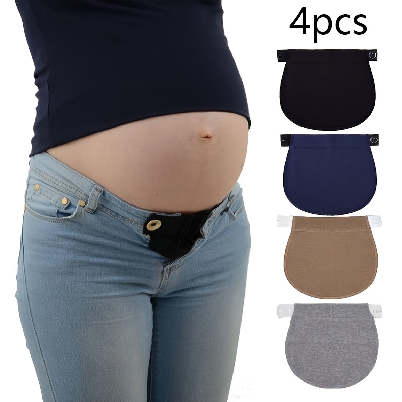 4pcs Plus Size Women's Pants Belt Extension Adjustable Waist Extender With Button Elastic Waist Leggings Extender