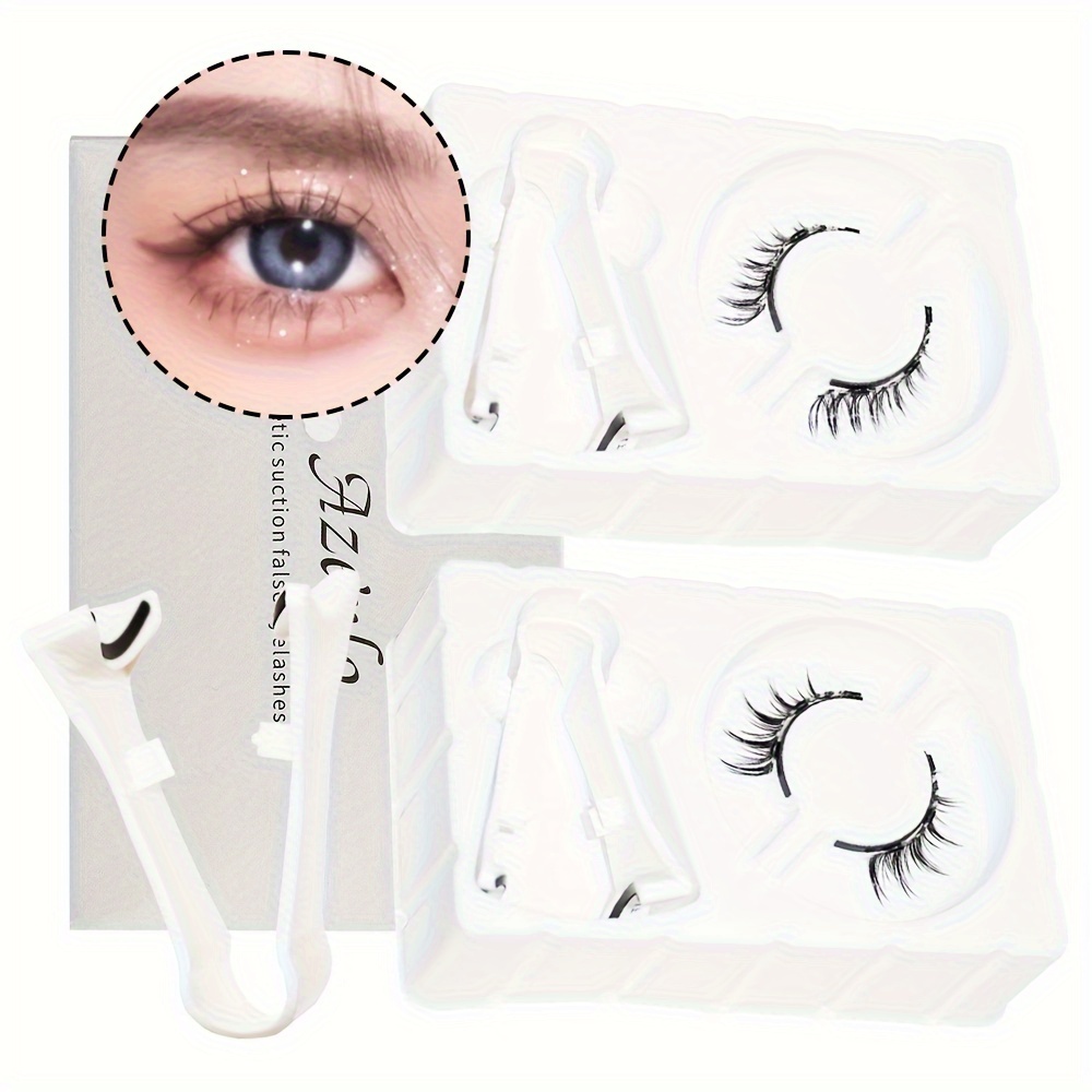 

Easy-to-wear Magnetic False Eyelashes Kit - 1 Pair, Thick & Long, Glue-free, Reusable With Strong Hold Clip For Beginners