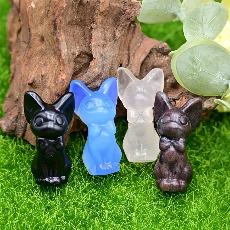 Figurine Chat En Cristal D’améthyste – Déco Bureau, Porte-bonheur, Petit Cadeau Zen Et Apaisant