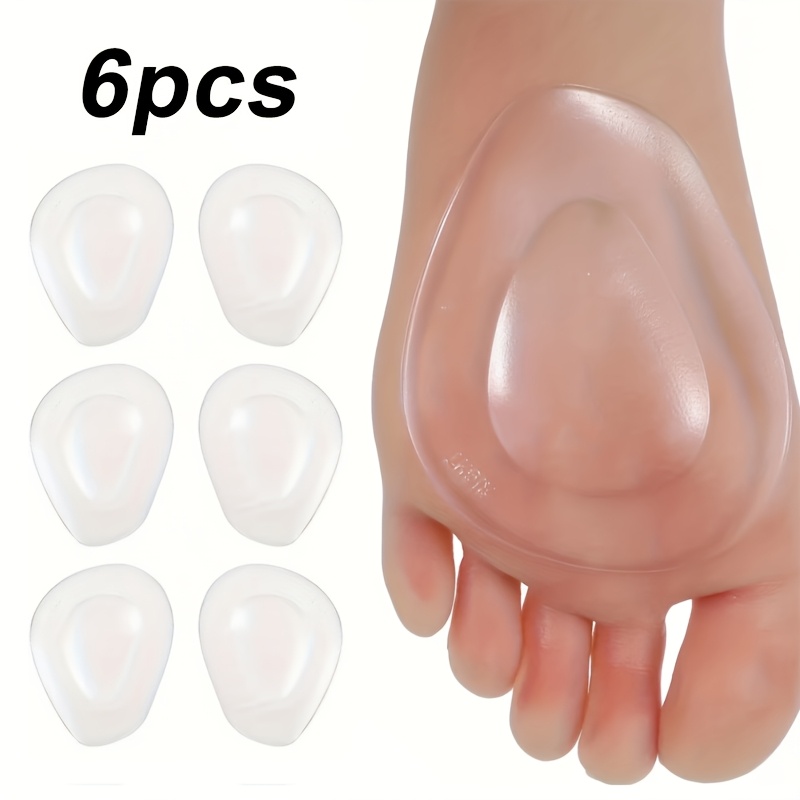 TEMU 6pcs Transparent Silicone Forefoot Pads, Prevent Forefoot Slipping, Suitable For Sandals And High Heels, Self-adhesive And Reusable, Provide