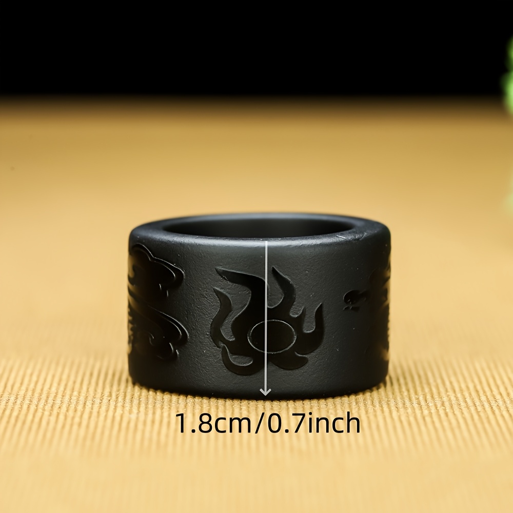 Men's Natural Obsidian Dragon Pattern Ring