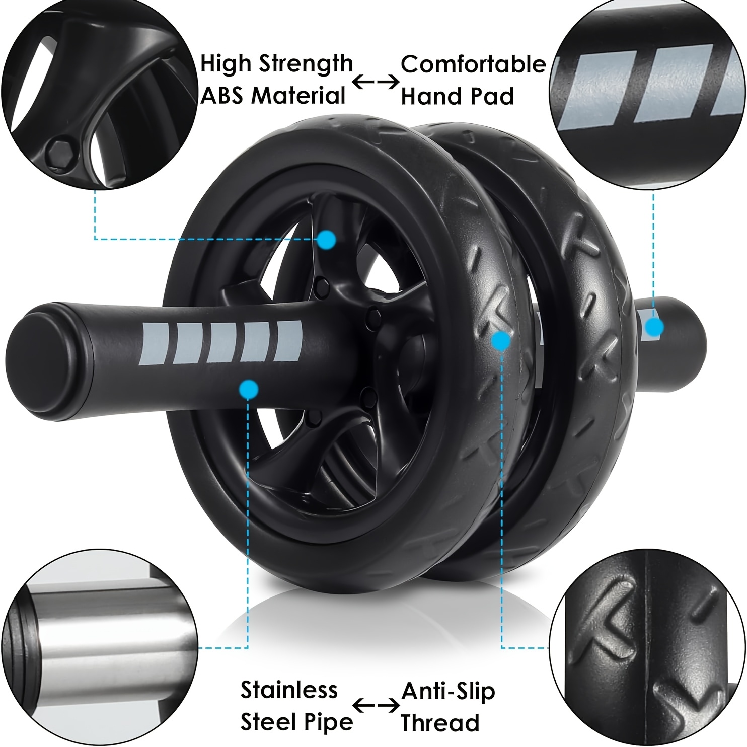 1pc Ab Roller Wheel - Dual Wheel Core Strength Trainer, Abs Exercise Equipment for Home Gym Fitness, Abdominal Muscle Toner with Knee Pad & Non-Slip Handles, Portable Bodybuilding Workout Gear, Perfect Birthday Christmas Holiday Gift for Men Women