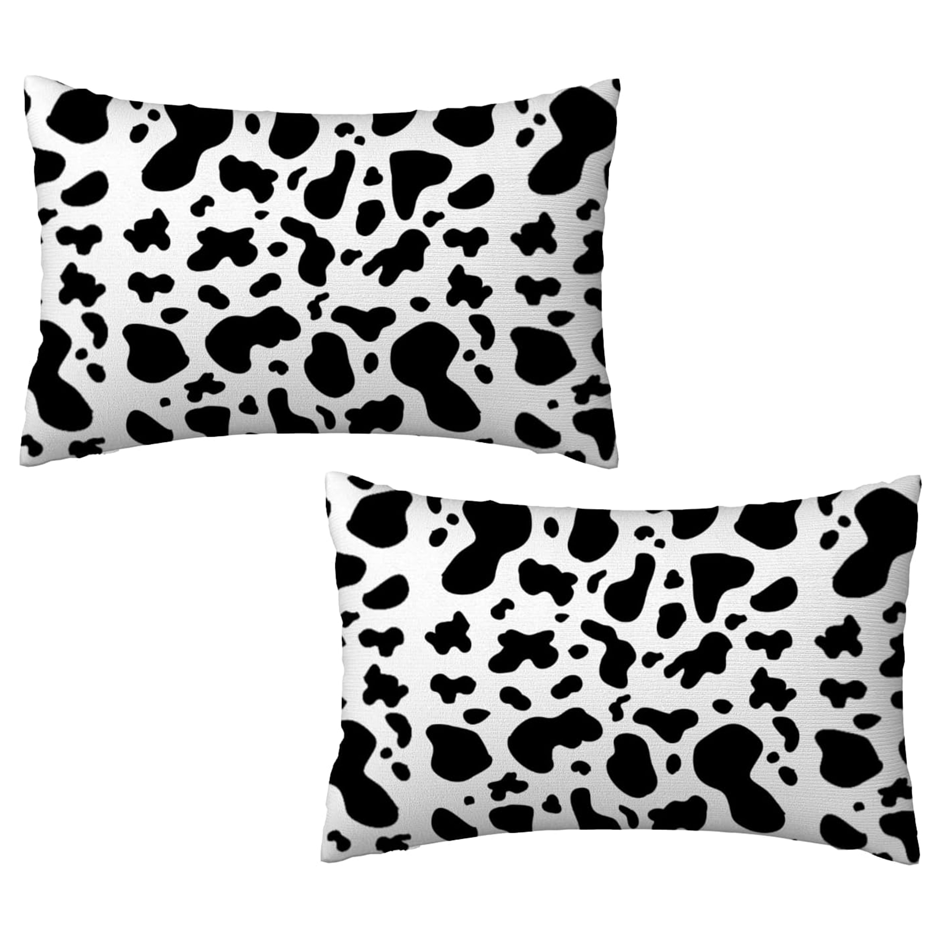 

2pcs Cow Print Decorative Pillow Covers - Zippered, Machine Washable Polyester Cushion Cases For Sofa, Bedroom & Car (pillow Not Included)