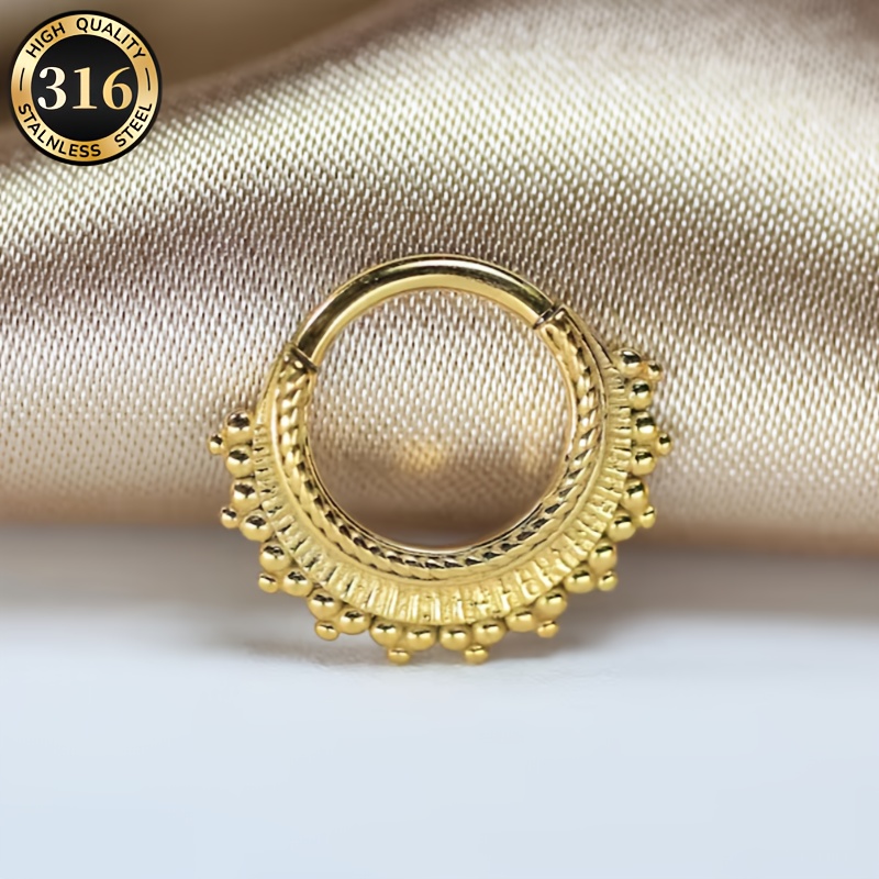 E-shop Vintage Nasenring aus 316 Edelstahl – Geeignet für Männer Frauen, vielseitiger Piercingschmuck für Septum/Knorpel/Conch/Helix/Daith