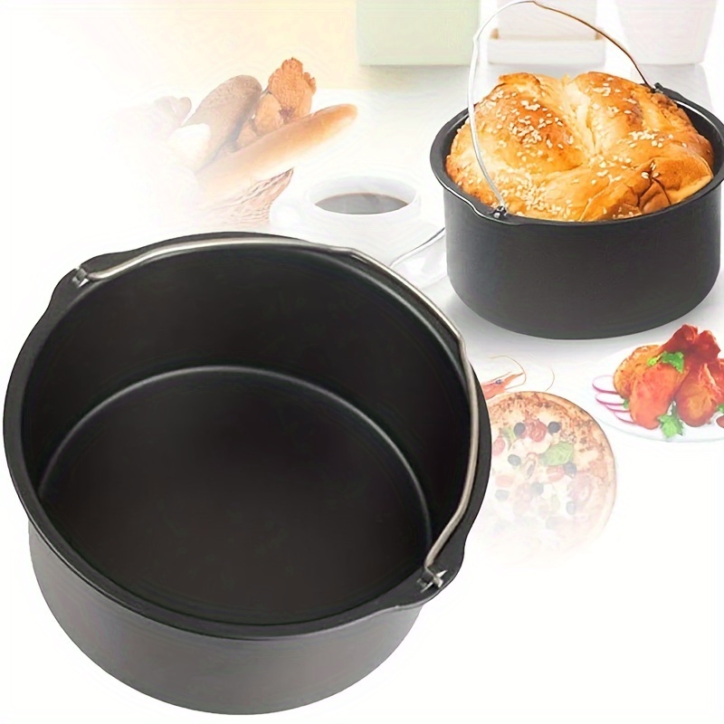 

1pc 6 Inch Non-stick Baking Mold, Air Fryer Pot Round Tray, Pan Roasting Pizza Cake Basket Bakeware, Kitchen Bar Cooking Accessory