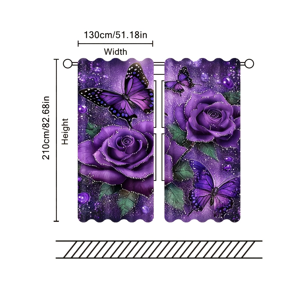 TEMU 2d Flat - 2d Flat - Set Of 2, Flat Printed Curtains With , In Sizes 20.67in×45.67in, 29.53in×65.35in, 41.34in×90.55in, And 51.18in×82.68in,