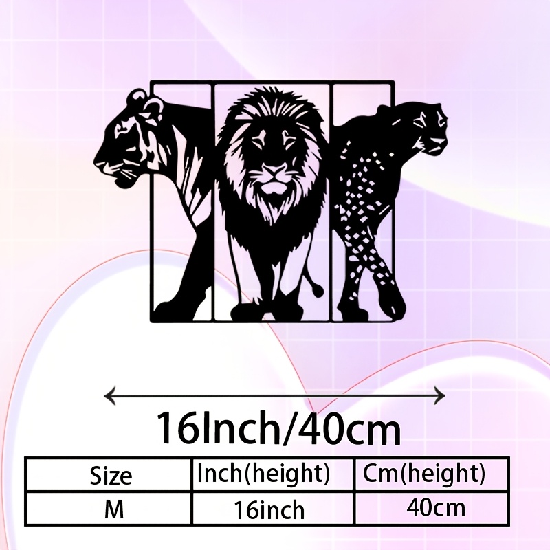 TEMU Wall Sculptures 1pc Modern Lion, Tiger, And Leopard Metal Wall Art, Modern Lion, Tiger, And Leopard Statue Mural, Perfect For Living Room,