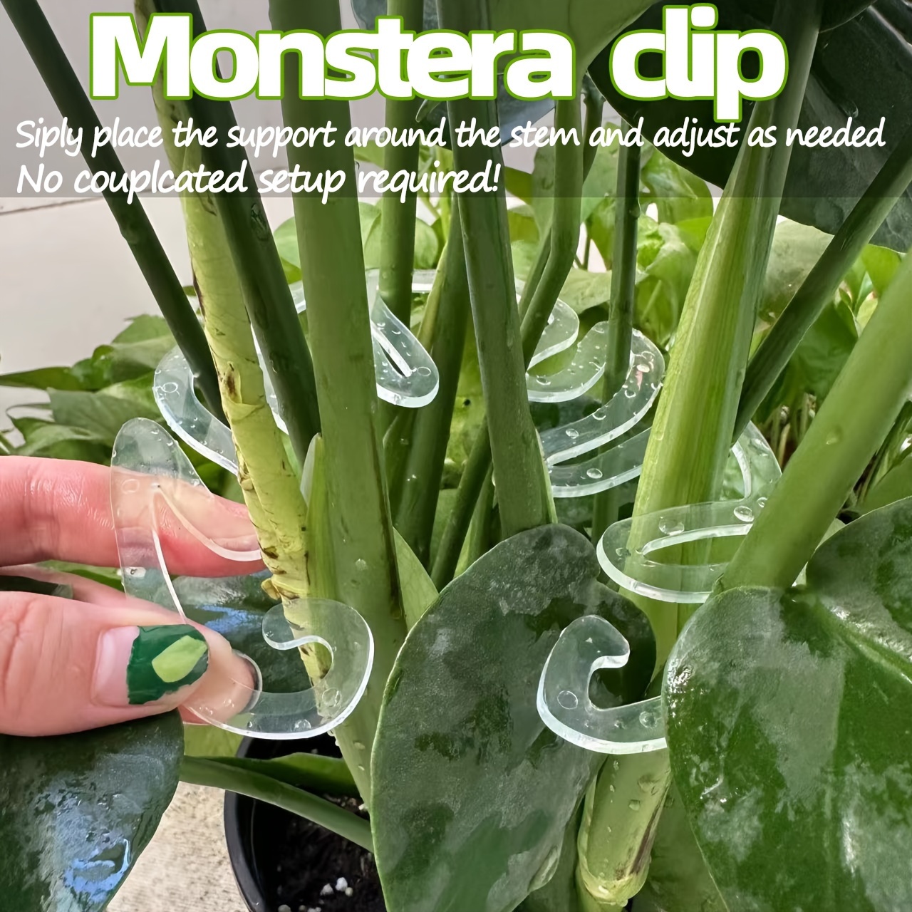 

Adjustable Plastic Plant Support Clips, Transparent, For Bamboo & Plants - Keep Stems Upright And , 1pc/2pcs Set