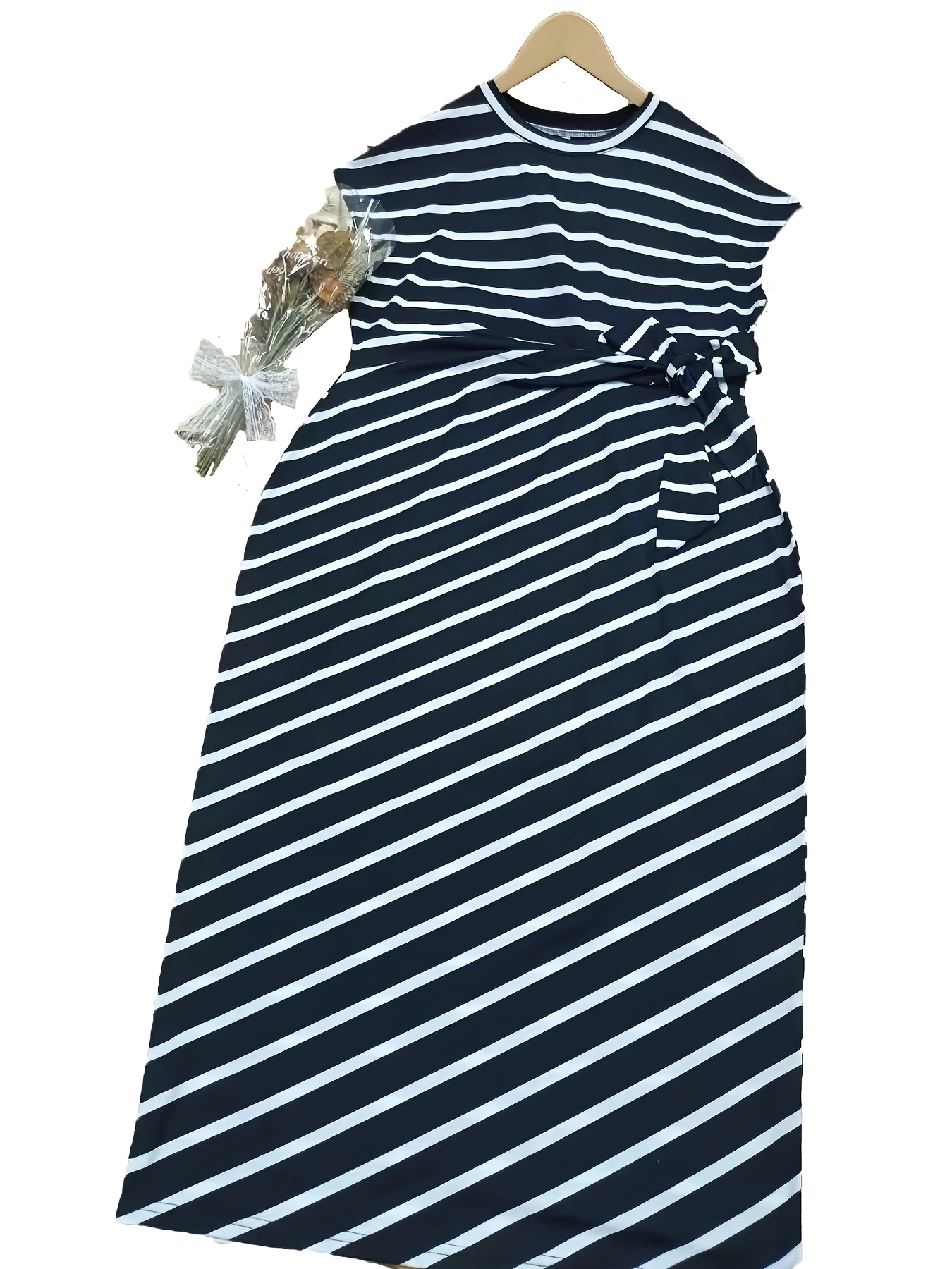 womens plus size black white striped bodycon dress waist Temu Cyprus