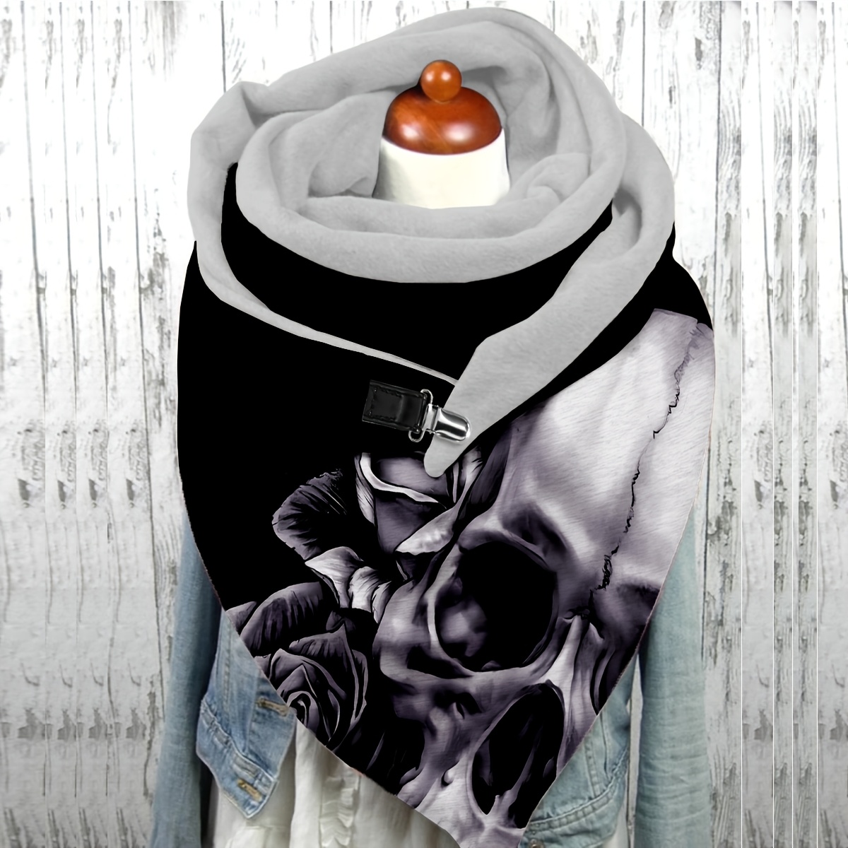 

Cozy Rose Skull 3d Print Scarf - Soft Plush, Machine Washable, Fall/winter