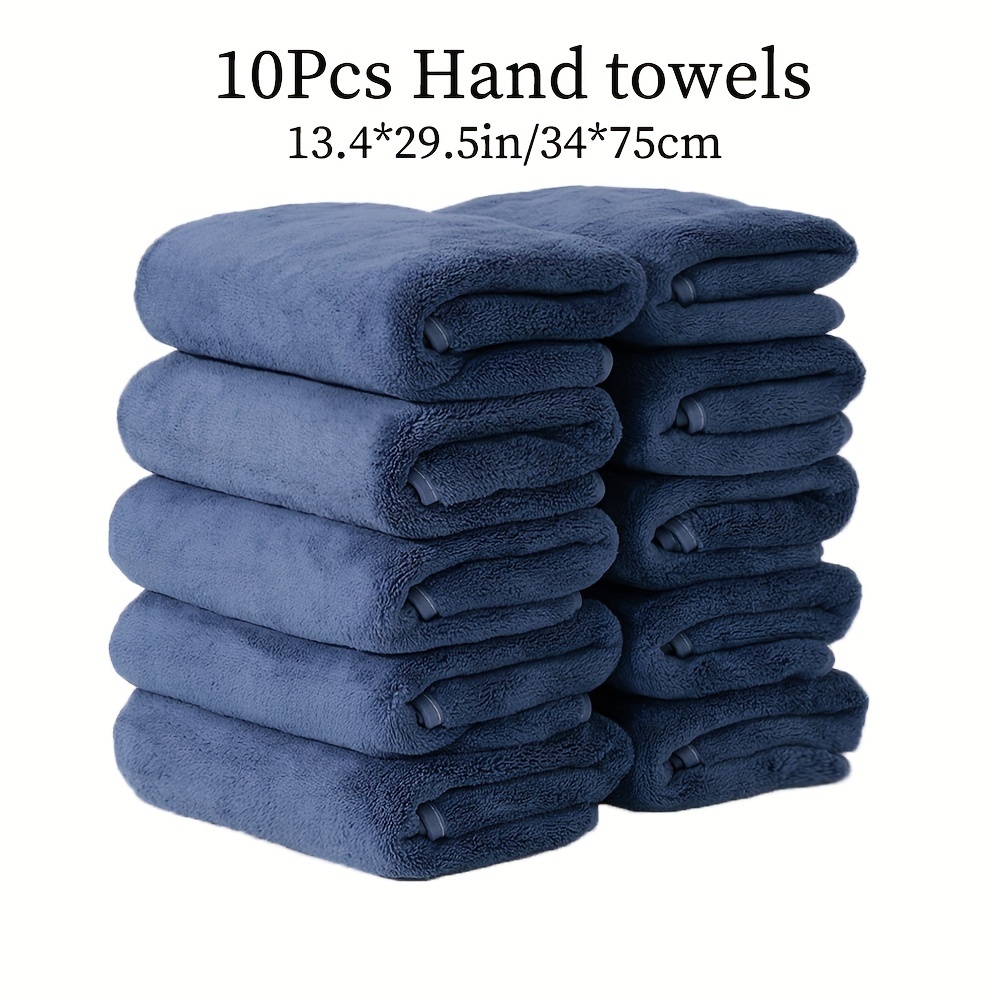 E-shop 10er-Pack Handtücher in Unifarben (13,4 x 29,5 Zoll/34 x 75 cm), Mikrofaser-Material ist weich und bequem, gute Wasserabsorption, Kanten,