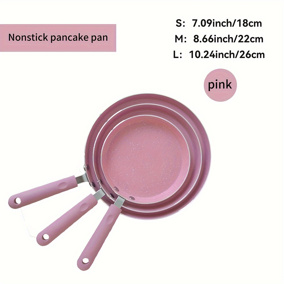 pink mica stone non stick aluminum frying pan with wooden handle dishwasher safe compatible with electric coil stove no electricity needed for pancakes and eggs details 1