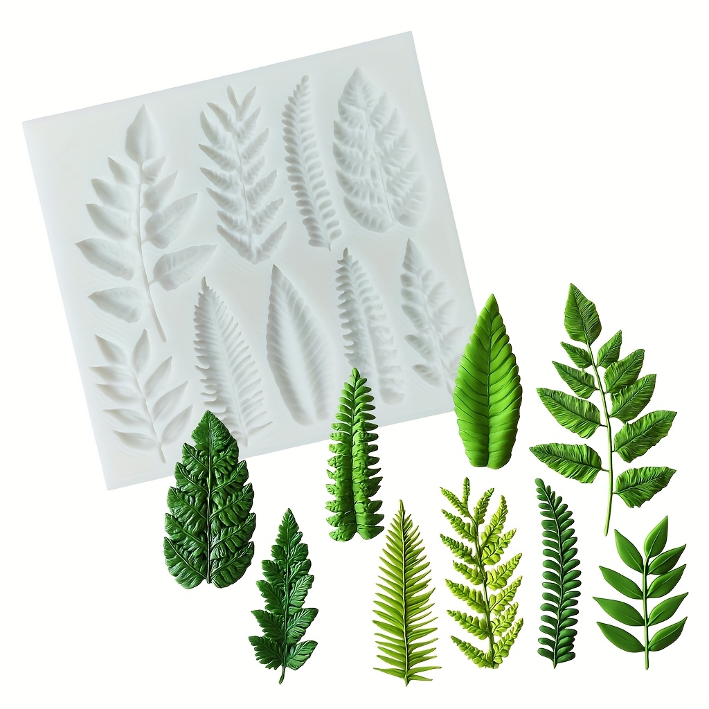 E-shop 9-Fach Silikonform mit Farneblättern für Harzhandwerk, Schmuckgusswerkzeuge, Harzgussformen, geeignet für botanische Herbstdekorationen, Polymer
