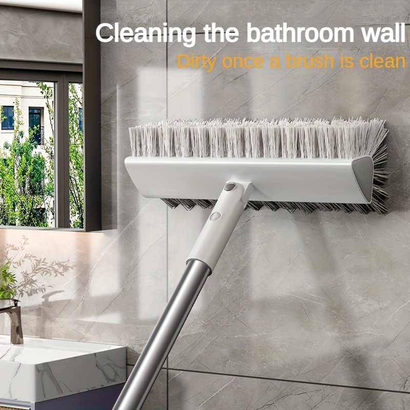 1pc long handle multi functional bathroom cleaning brush 180 rotating dual sided v shaped bristles stainless steel rod suitable for bathrooms kitchens patios tiles and pool grout corners no power required halloween christmas gift 8