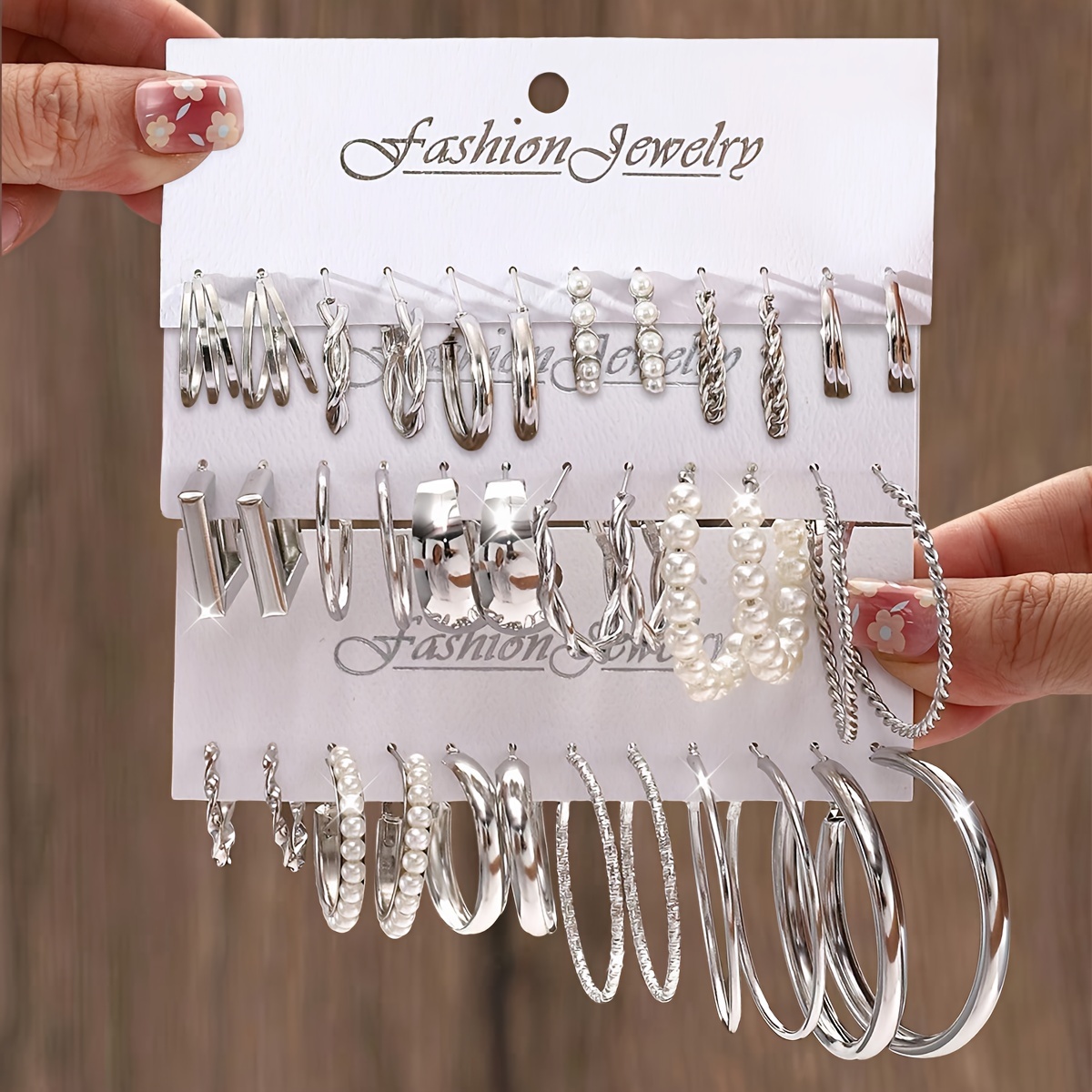 

12pcs Vintage Punk Geometric & Bohemian Style Hoop Earrings Set With Pearl Accents - Alloy, Stainless Steel Posts, & Parties - Ideal Women's Gift