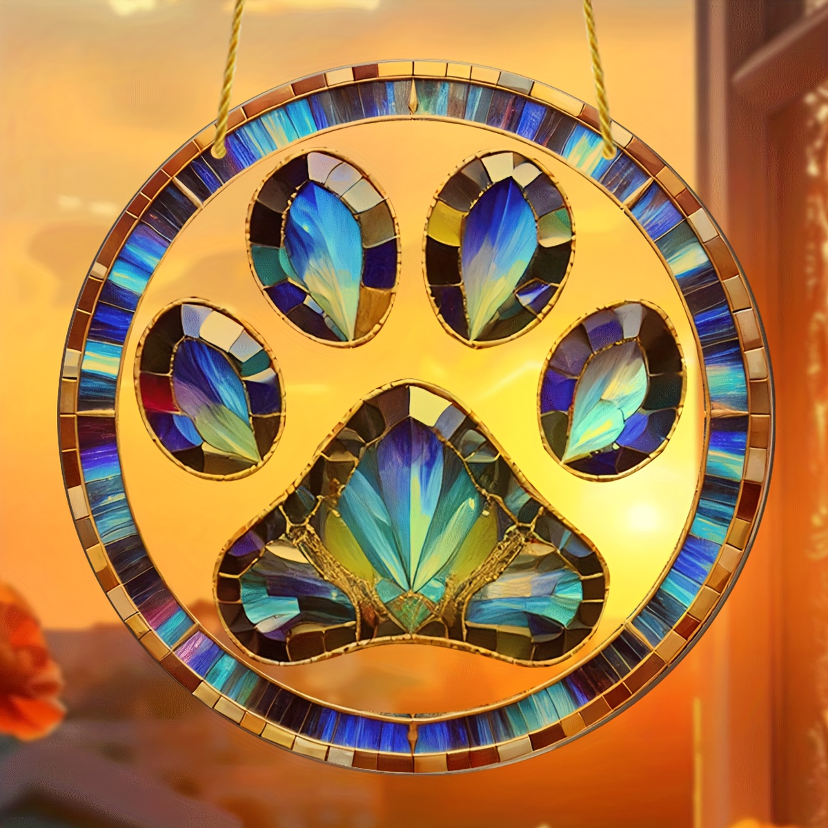 

Paw Print Suncatcher 8"x8" - Perfect Gift For Pet Lovers, Unique Animal-themed Window Art, Ideal For Best Friends & Memorials, Home & Wall Decor