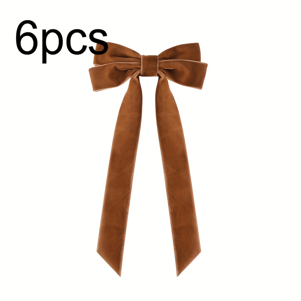 TEMU 6pcs Velvet Ribbon Bows Decorations, Brown Home Party Front Door Wreath Holiday Decor Festive Ornaments For , Decorations, And Craft Projects,