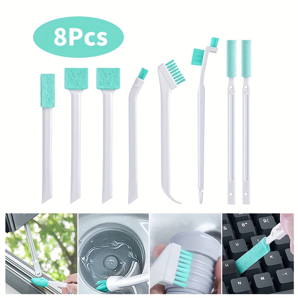 

8pcs Crevice Cleaning Brush Set - Reusable, Plastic Detail Scrubbers For Tight , Ideal For Window Tracks, Car , Keyboards & More