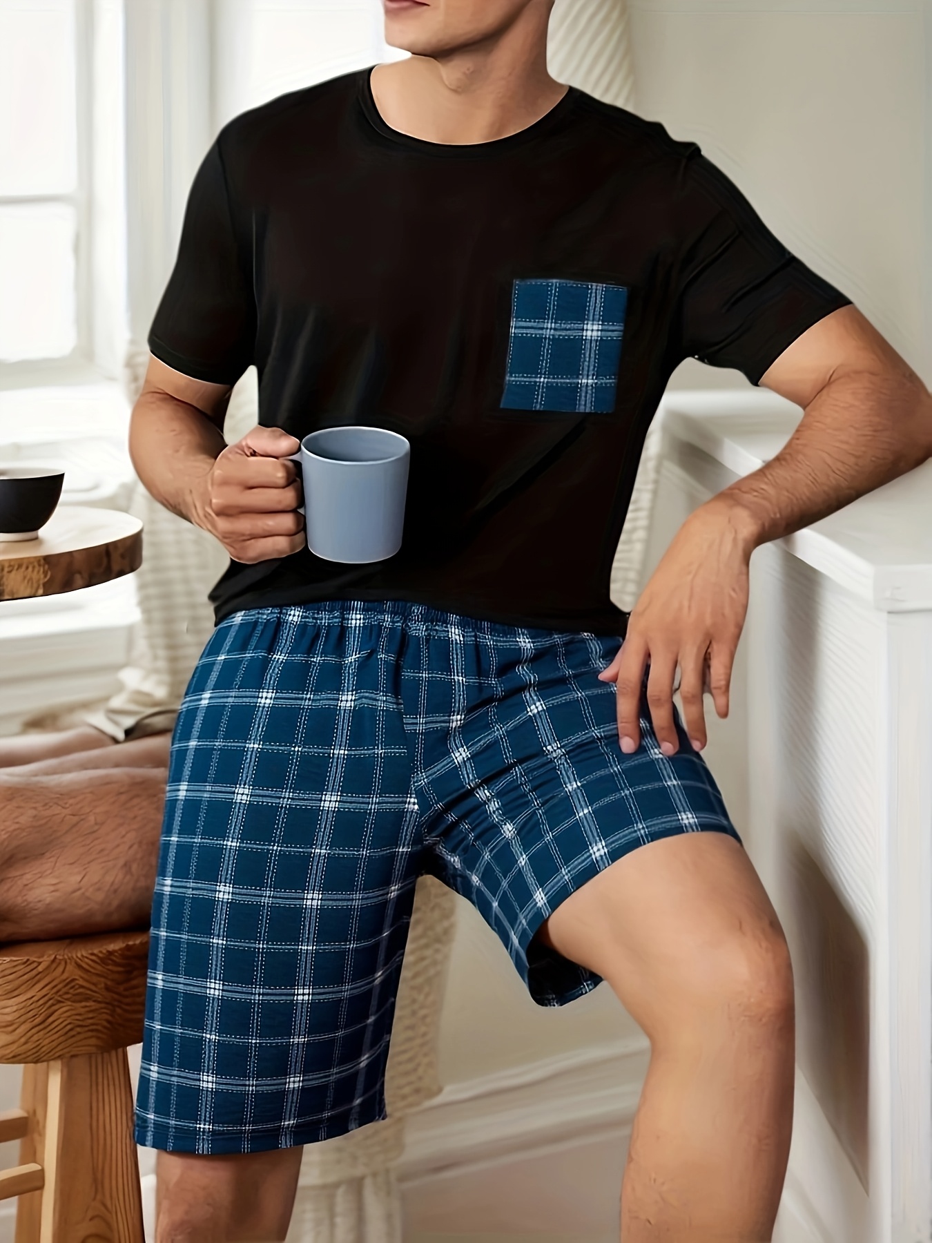 conjunto pijama hombres talla cortas shorts Temu Mexico